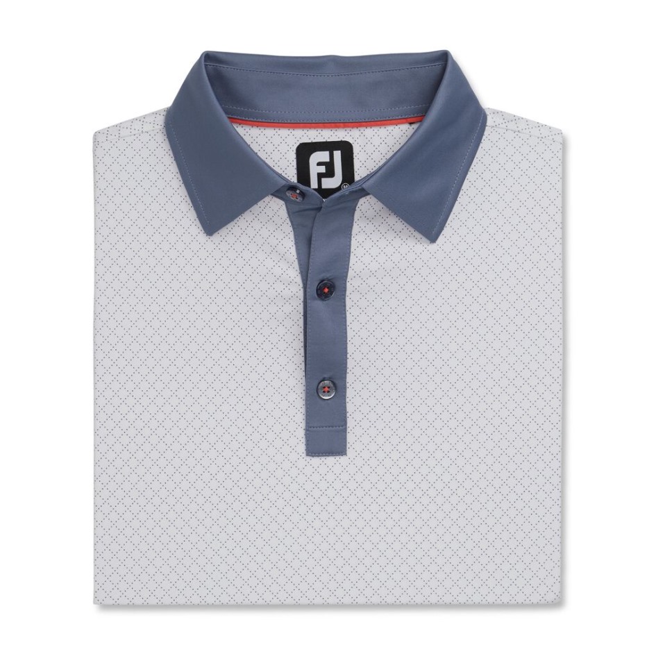 Diamant-Punkt-Print Mit Selbstkragendem Lisle-Vorsaison-Stil Footjoy Switzerland Weiß-graphit