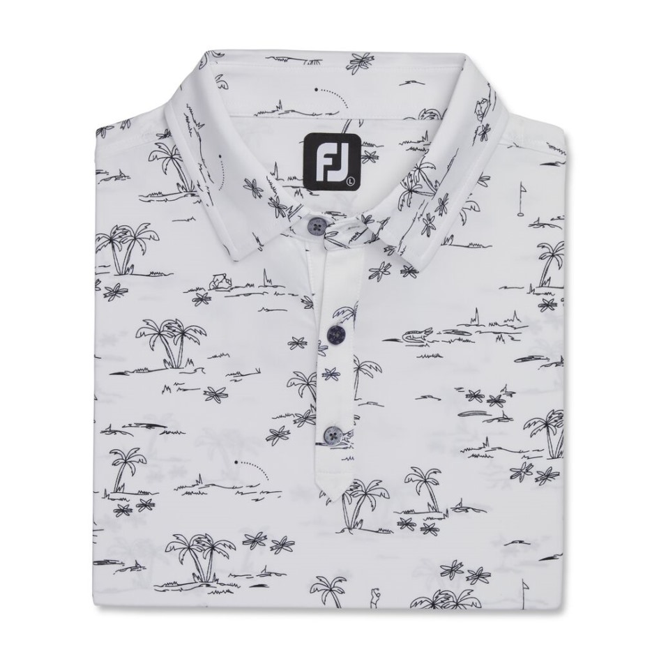 Tropic Golf Print Lisle Selbstkragen Weiß-schwarz Footjoy Switzerland