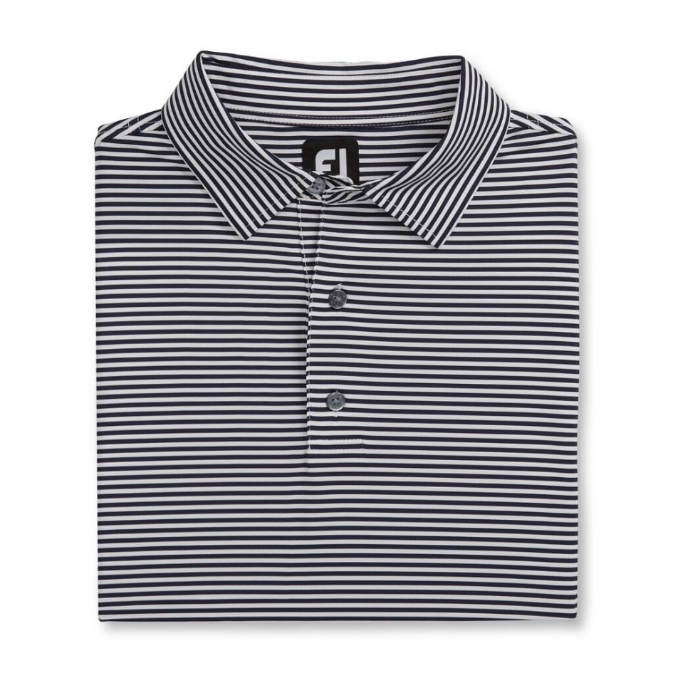 Footjoy Switzerland Marine-weißer Lisle Feeder Stripe Selbstkragen