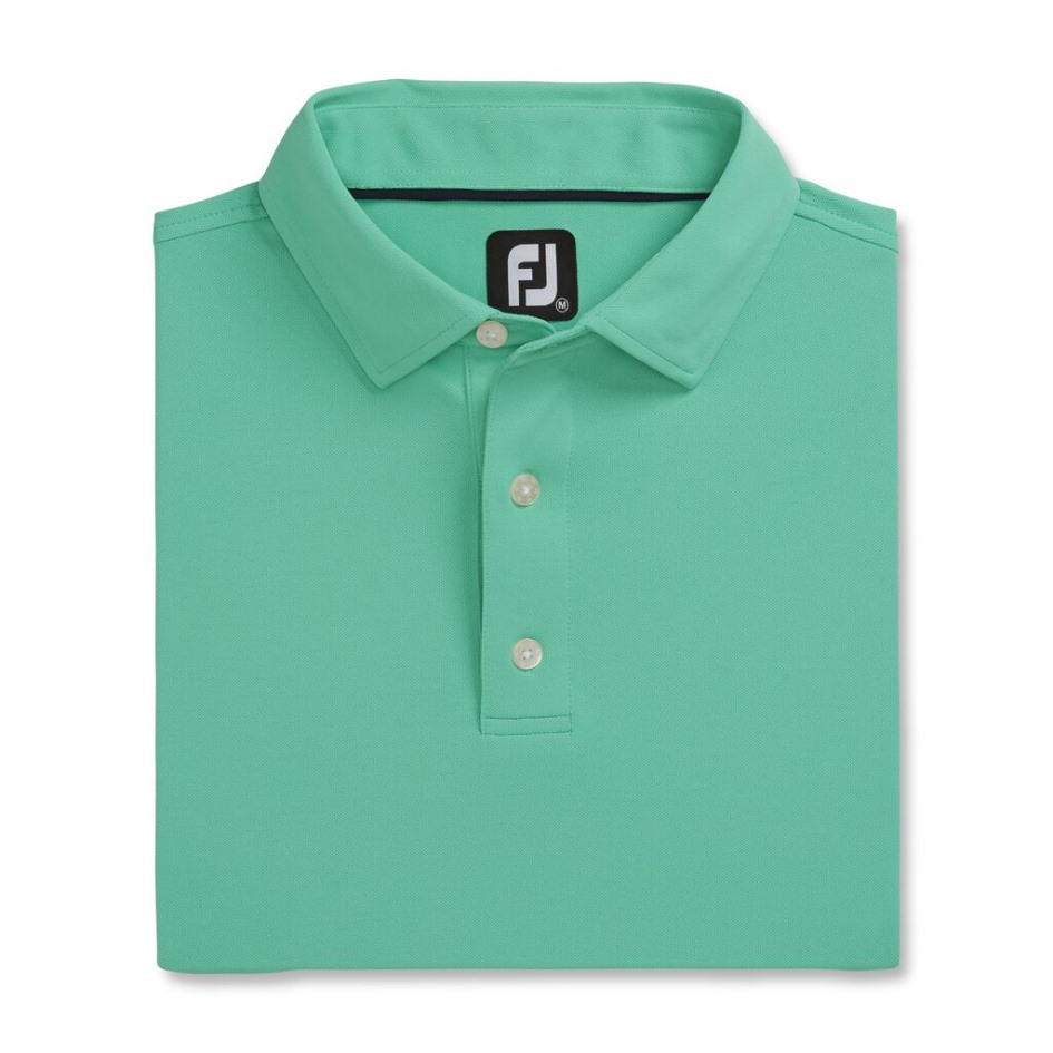 Performance-Stretch-Piqué Einfarbig Stehkragen Footjoy Switzerland Spearmint