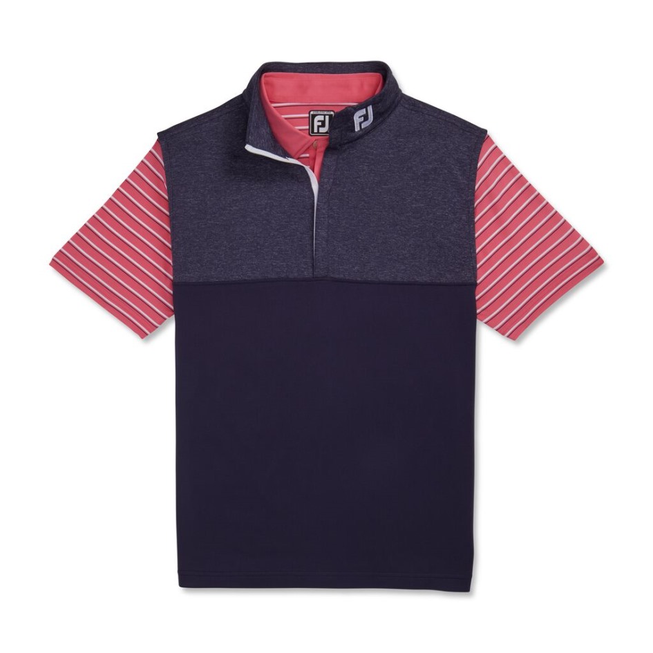 Weste Mit Halbem Reißverschluss Und Melierter Passe - Fj Tour Collar Footjoy Switzerland Navy