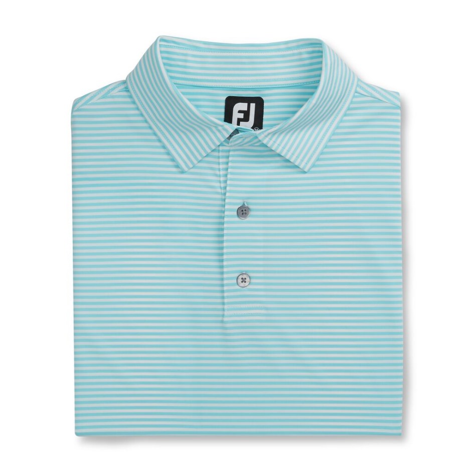 Footjoy Switzerland Aqua-white Lisle Feeder Stripe Selbstkragen