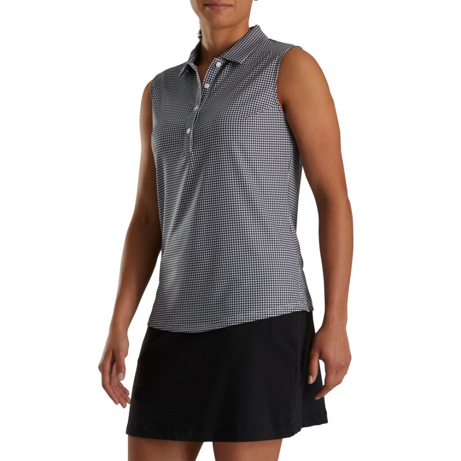 Lisle Hahnentritt ärmellos Damen Footjoy Switzerland Schwarz