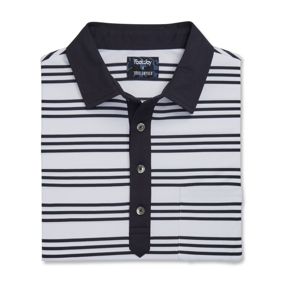 Weiß-navy Gestreiftes Pique Gestreiftes Polo Footjoy Switzerland