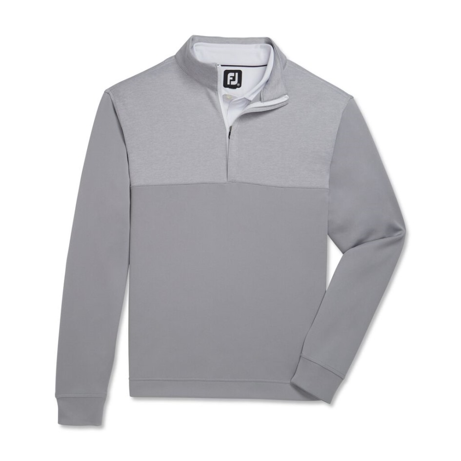 Mid-Layer Mit Halbem Reißverschluss Und Melierter Passe Grau Footjoy Switzerland
