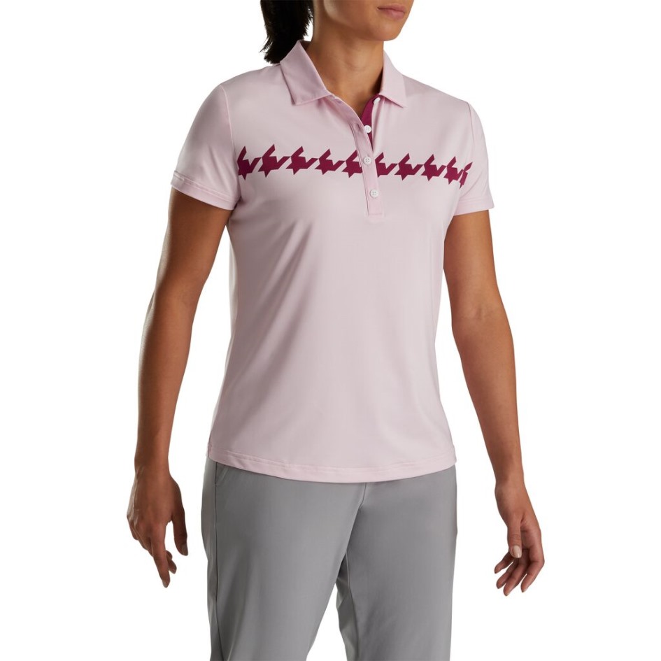 Footjoy Switzerland Cap Sleeve Hahnentrittmuster Damen Pink