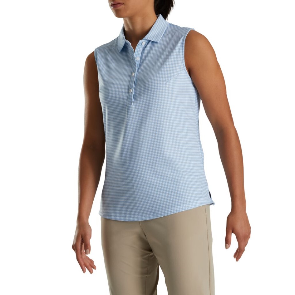 Blue Footjoy Switzerland Lisle Hahnentritt ärmellose Damen