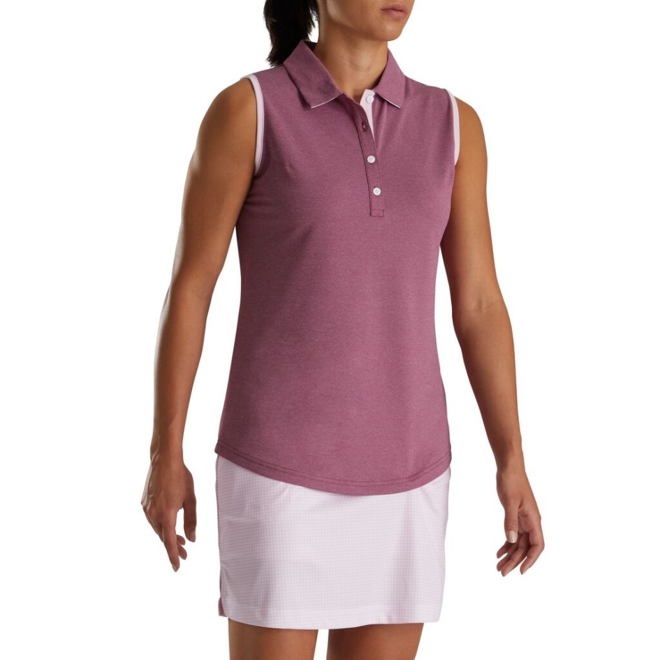 Fig Heather Pique ärmelloses Hemd Mit Hahnentrittmuster Damen Footjoy Switzerland