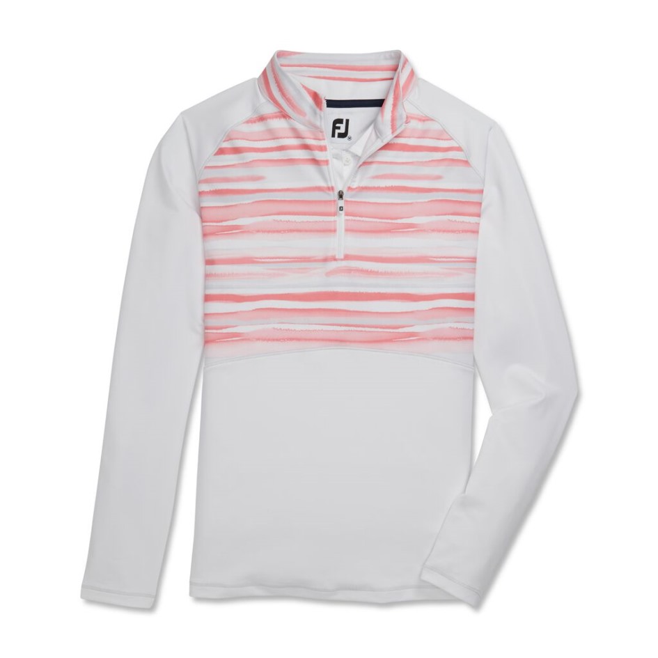 Footjoy Switzerland Damen-Halbreißverschluss In Weiß Mit Aquarellfarben – Stil Der Vorherigen Saison
