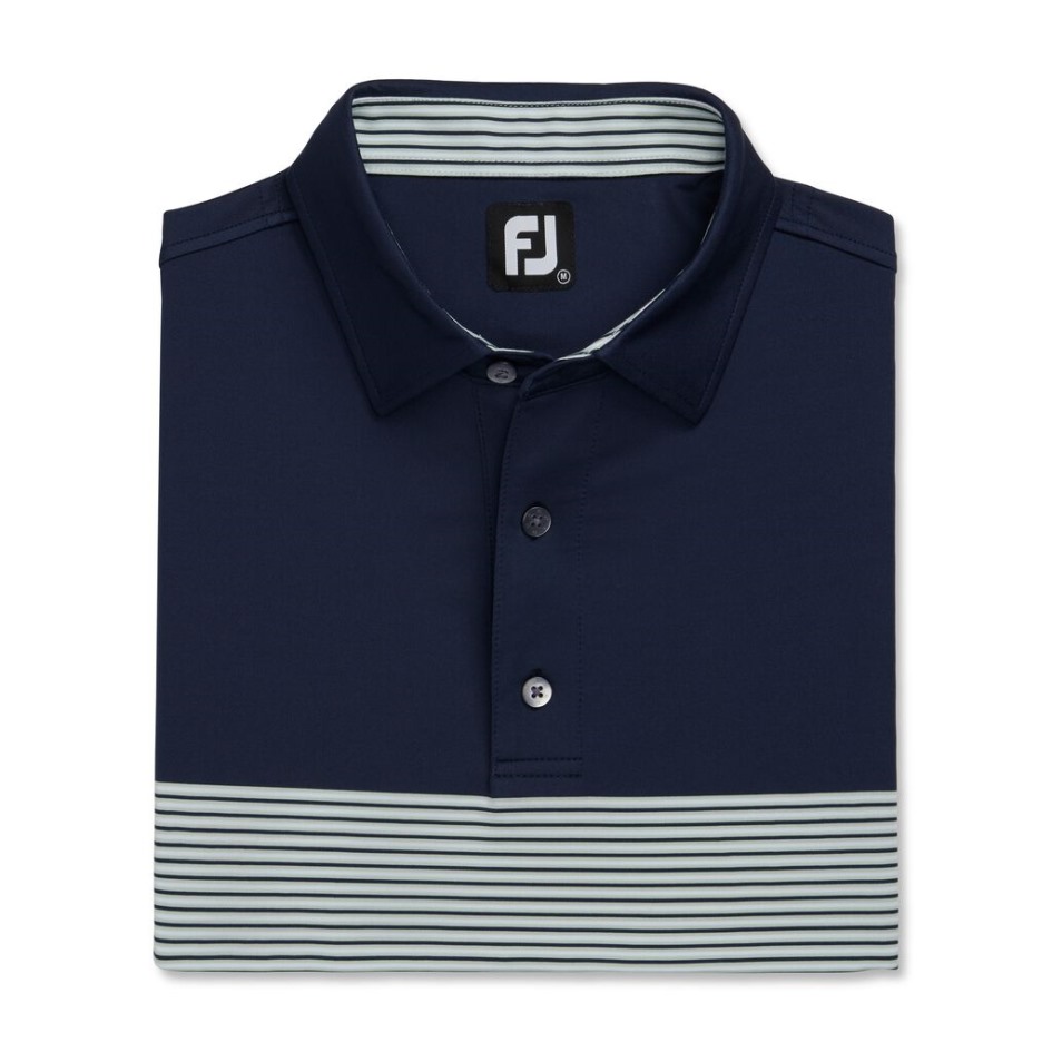 Navy-weiß-salbei Footjoy Schweiz Athletische Passform Color Block Lisle Selbstkragen