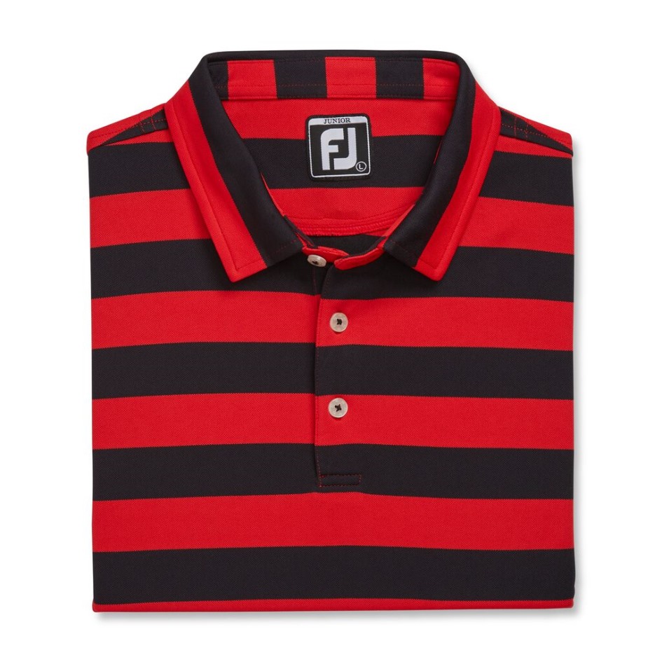 Rugby Stripe Pique Junior Footjoy Schweiz Rot-navy