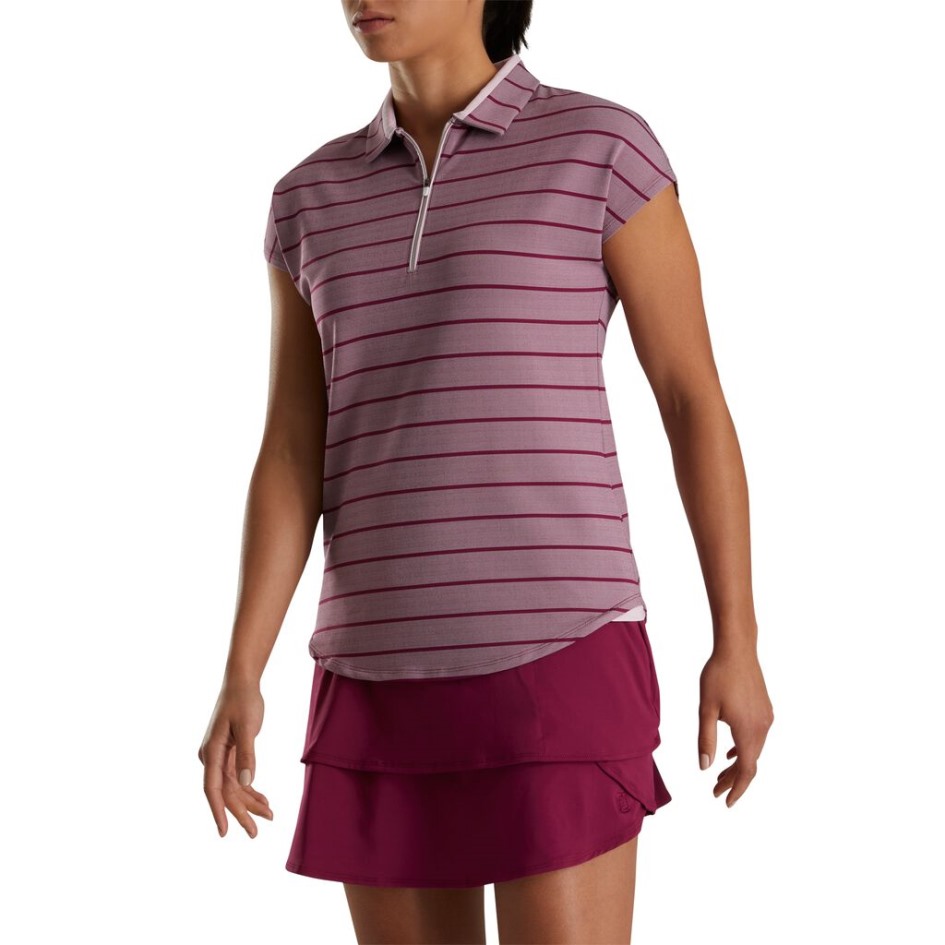 Footjoy Switzerland Fig-pink Flügelärmel Birdseye Stripe Jacquard Damen
