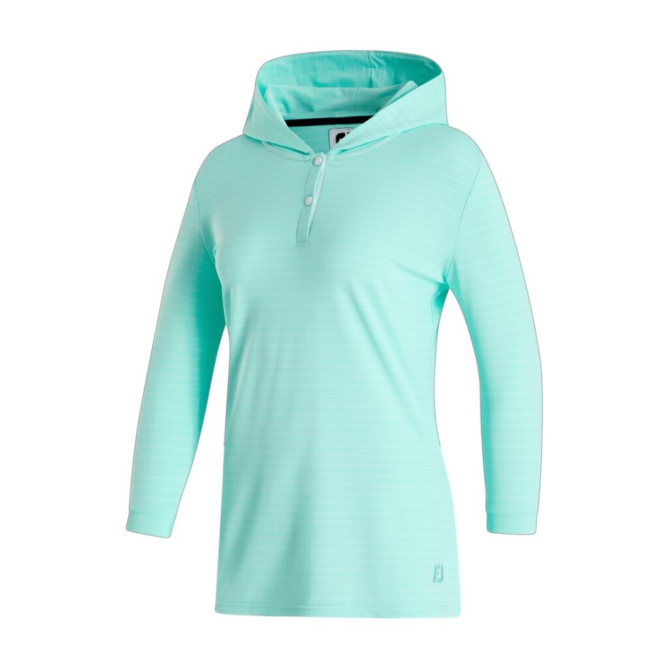 Aquamarine 3/4-Ärmel-Nadelstreifen-Hoodie Damen – Stil Der Vorherigen Saison Footjoy Switzerland