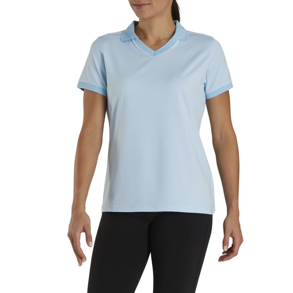 Footjoy Switzerland Offener Kragen Damen Hellblau