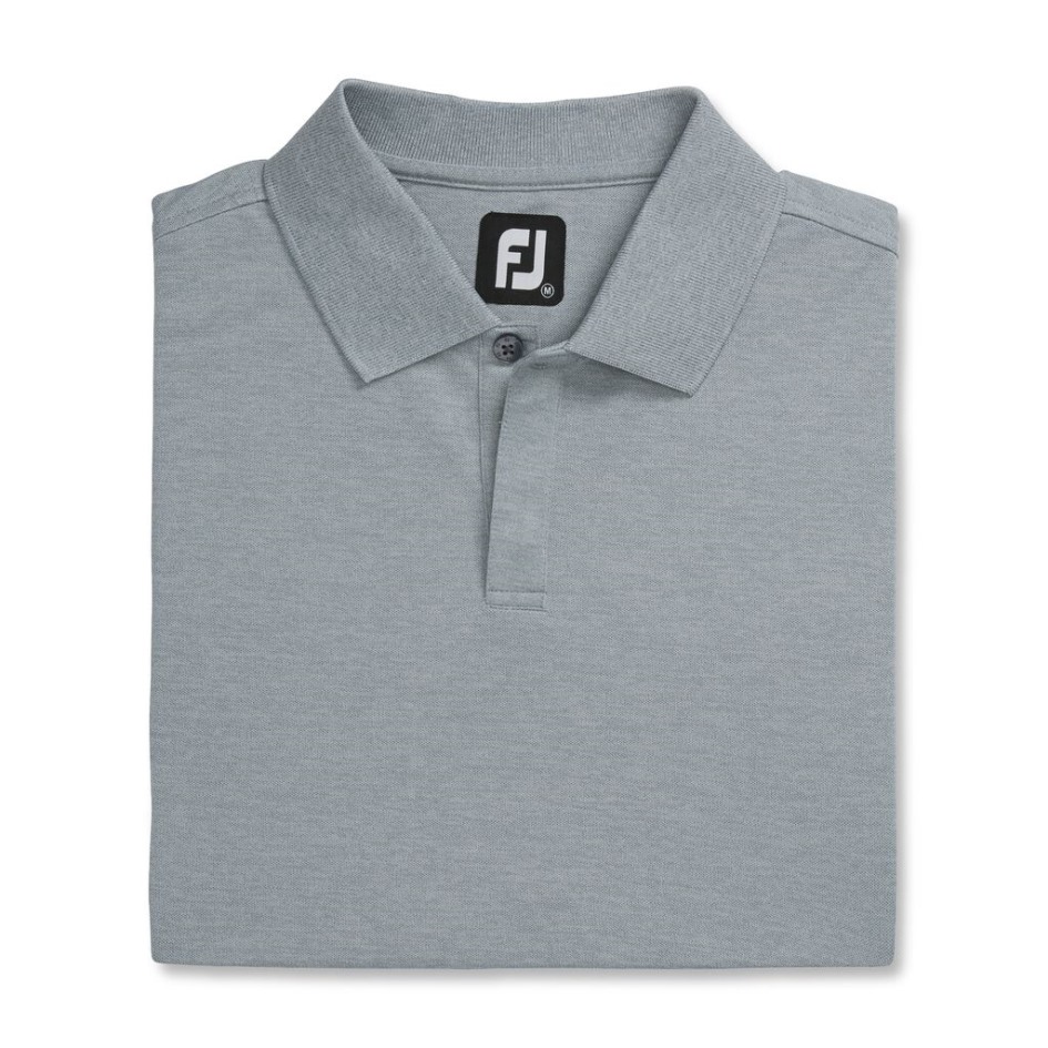 Footjoy Switzerland Heather Grey-Lime Athletic Fit Pique Blockärmel Strickkragen – Stil Der Vorherigen Saison