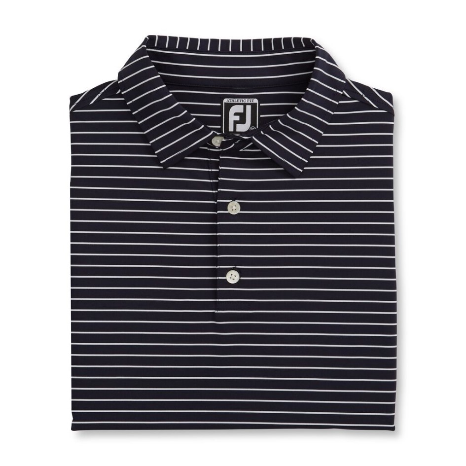 Footjoy Switzerland Athletischer Fit Klassischer Streifen Selbstkragen Navy-weiß