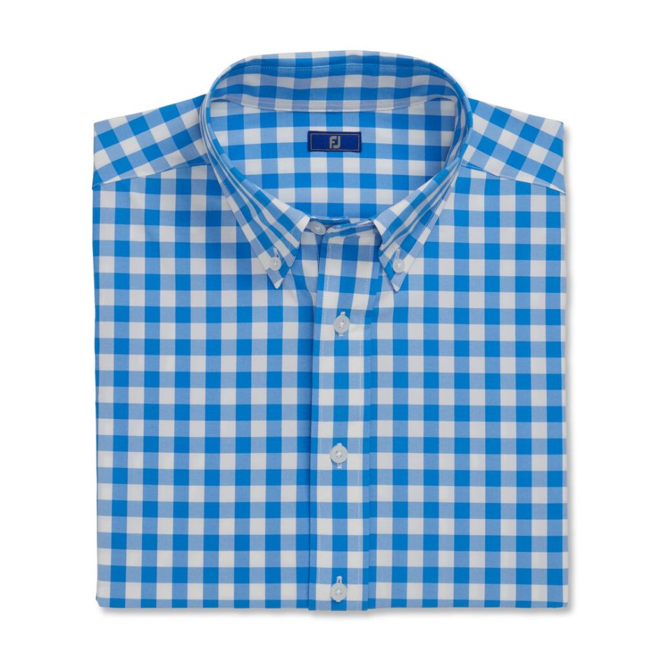 Elastischer Gewebter Vichy-Karo Weiß-royal Footjoy Switzerland
