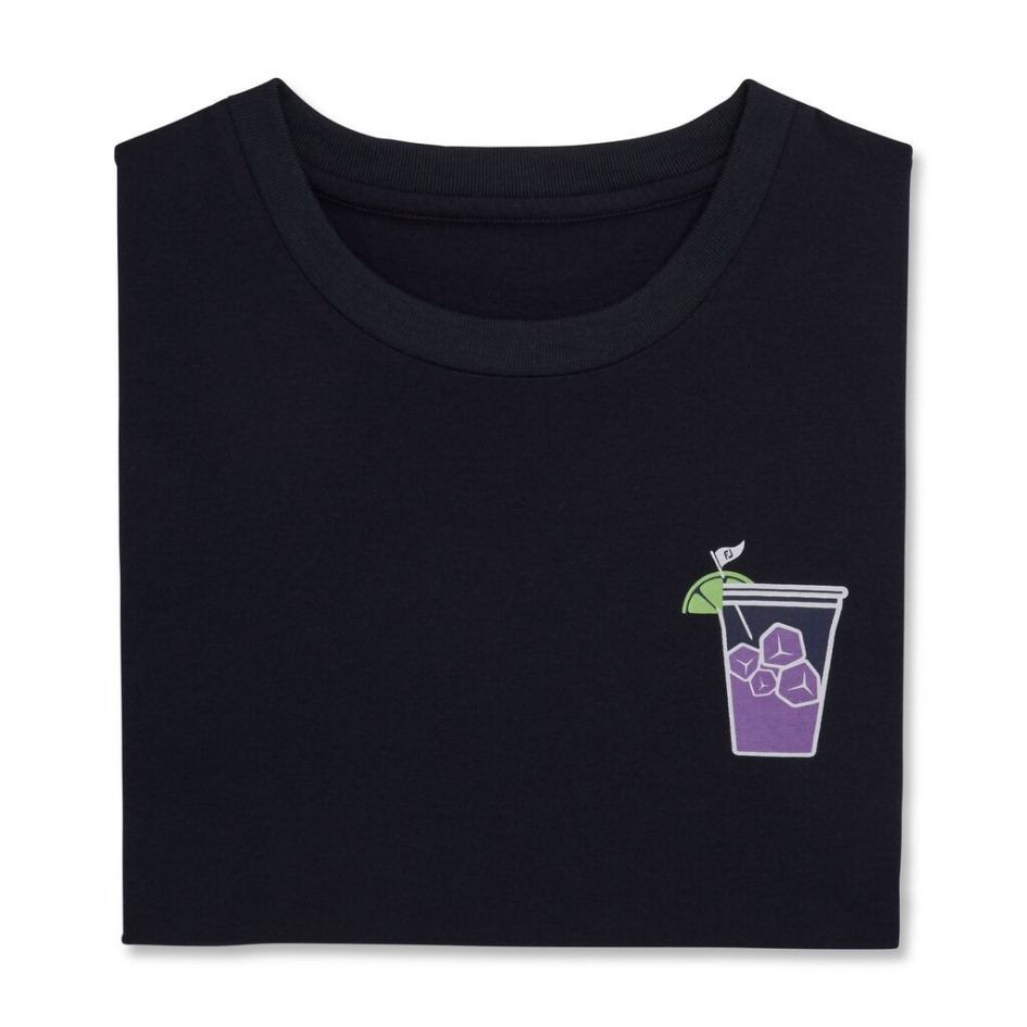Marineblaues T-Shirt Mit Transfusionsgrafik Footjoy Switzerland