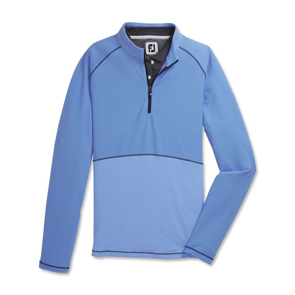 Blauer Rippjerseymix Damen Mit Viertelreißverschluss-vorsaison Stil Footjoy Schweiz
