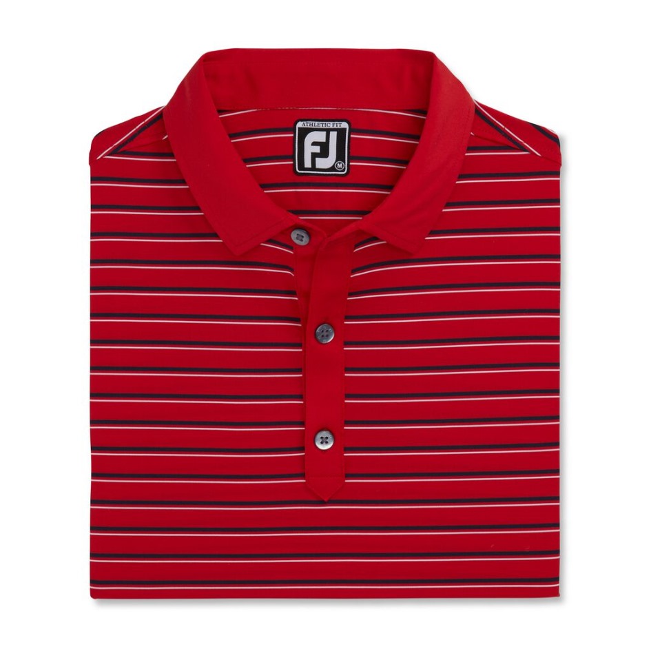 Athletische Passform, Mehrgestreifter Stehkragen, Footjoy Switzerland Red