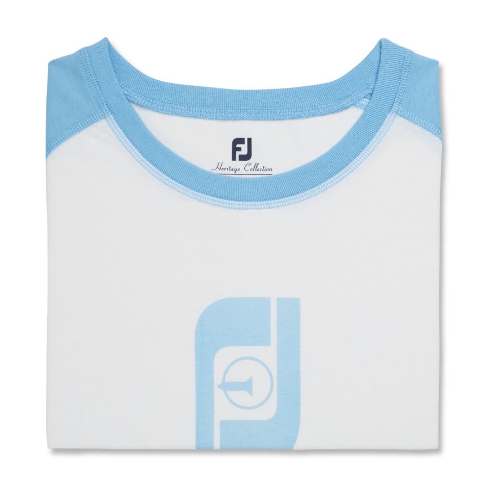 Baseball-T-Shirt Mit Heritage-Grafik Von Fj Damen Im Stil Der Vorsaison Footjoy Switzerland Weiß-hellblau