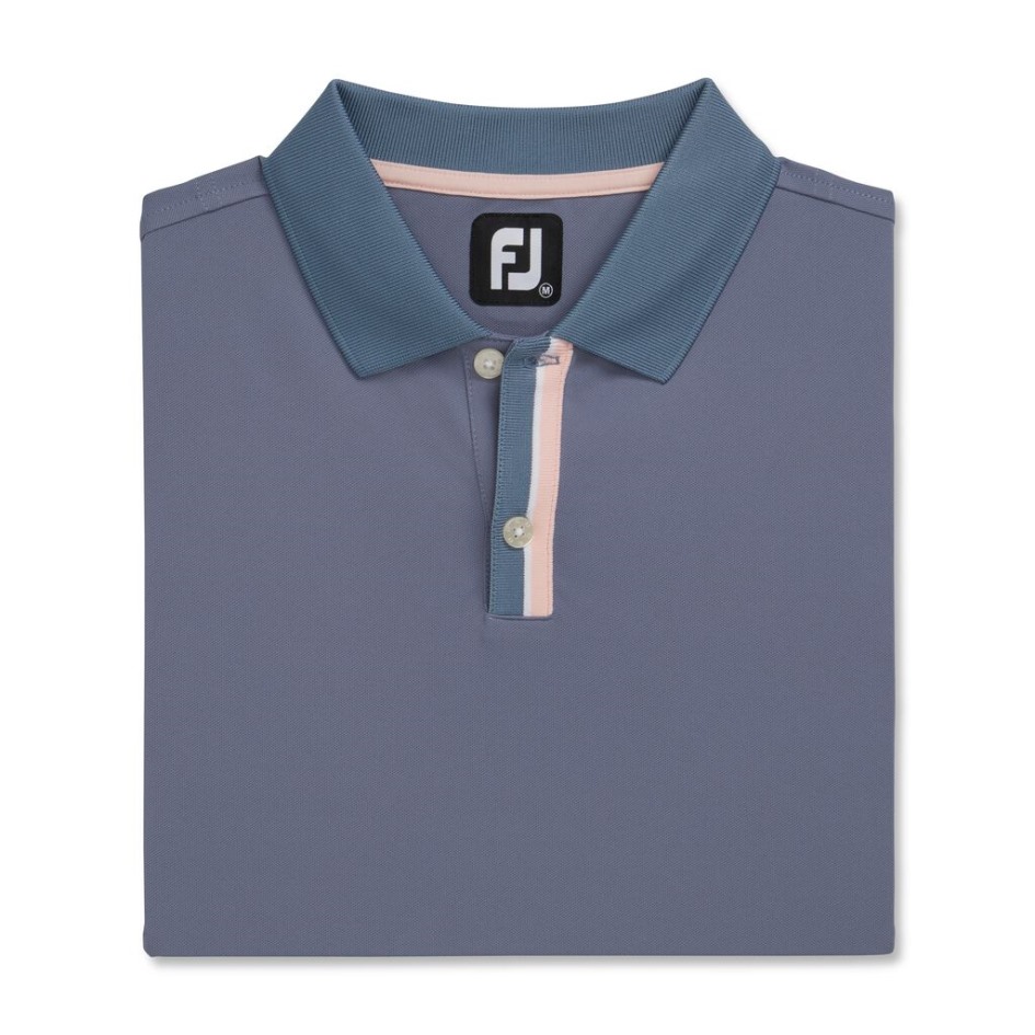 Graphit-quarzrosa Einfarbiger Stretch-piqué Mit Streifenleiste Strickkragen – Stil Der Vorherigen Saison Footjoy Switzerland