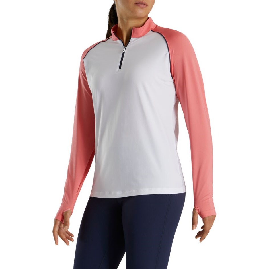 Footjoy Switzerland White-bright Coral Langarm-Sonnenschutz Damen