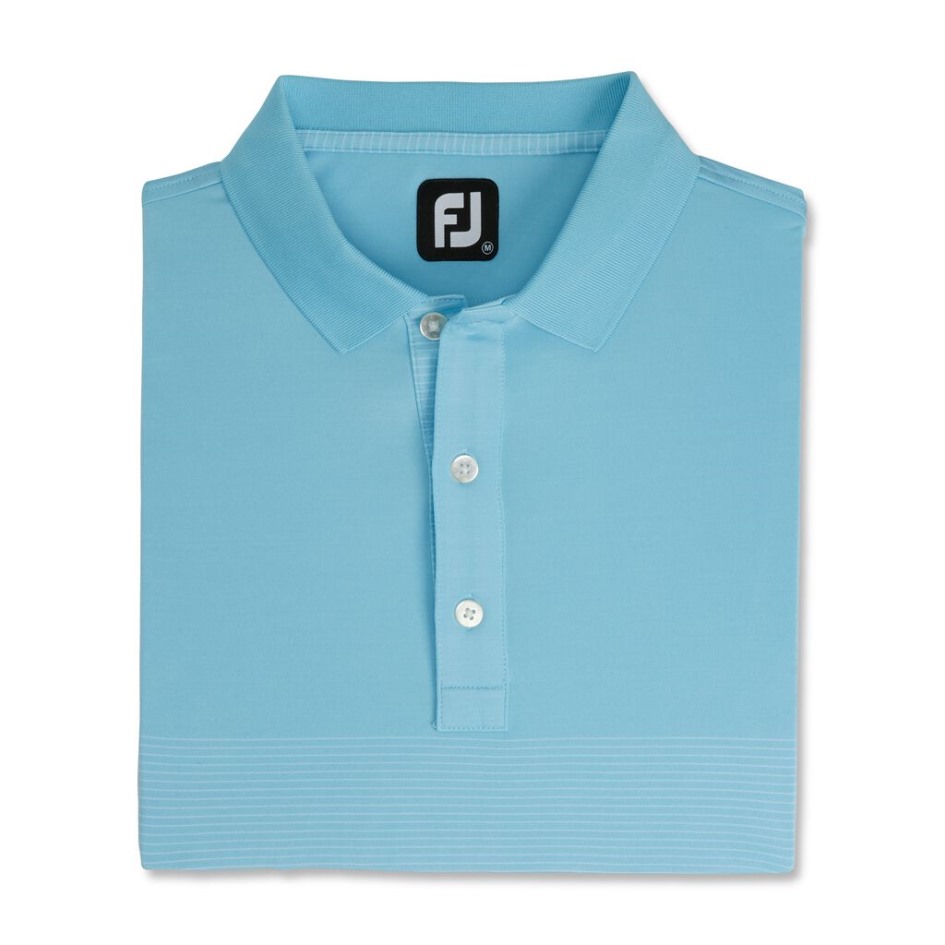Hellblau-weißer Footjoy Switzerland Lisle Konstruierter Selbstkragen Mit Nadelstreifen