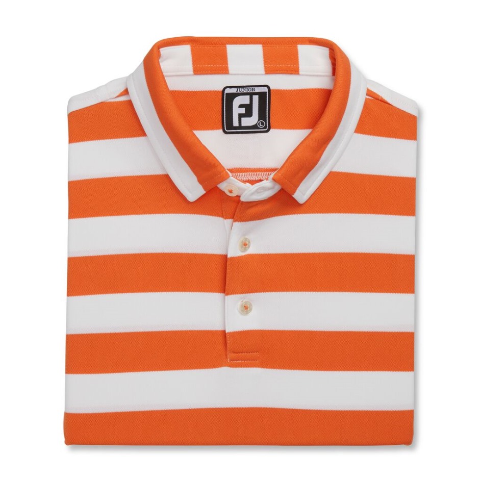 Footjoy Switzerland Rugby Stripe Pique Junior Orange-weiss