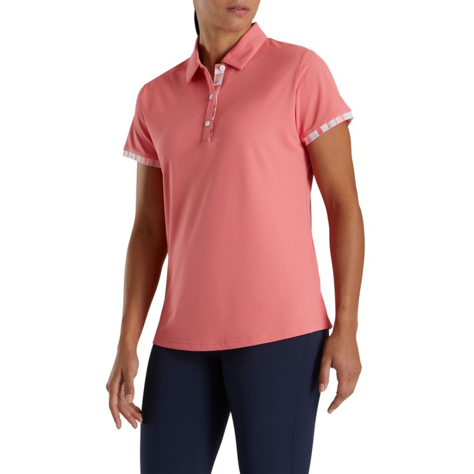 Kurzarm-Aquarellbesatz Für Damen Im Stil Der Vorsaison Bright Coral Footjoy Switzerland