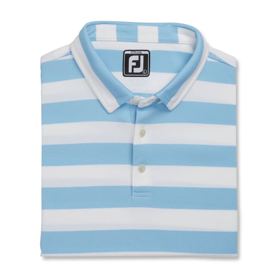 Hellblau-weisser Rugby Streifen Pique Junior Footjoy Schweiz