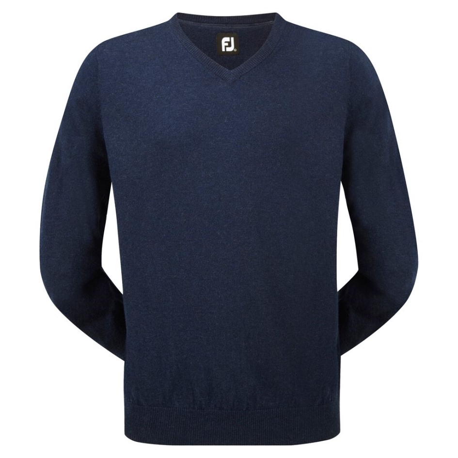 Lammwoll-Pullover Mit V-Ausschnitt Footjoy Switzerland Navy