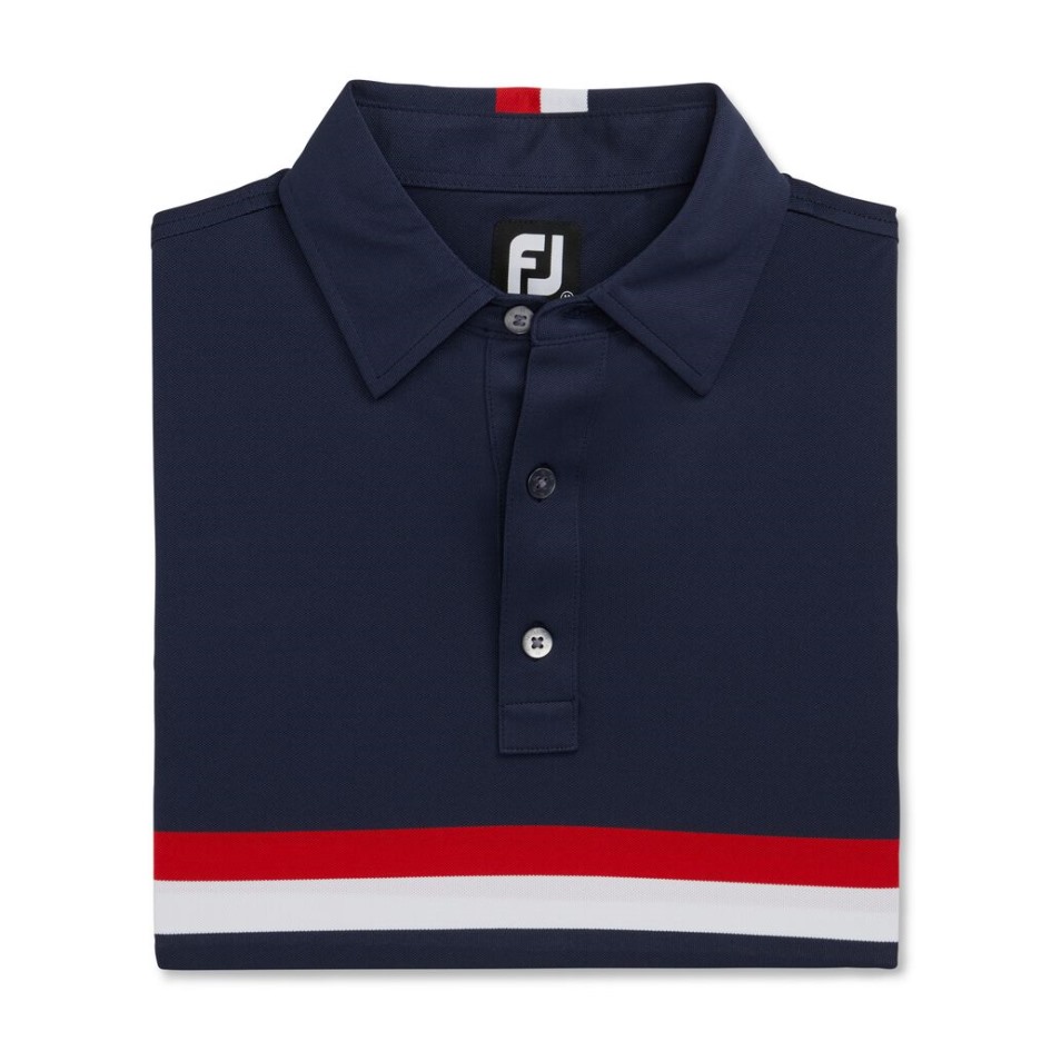 Navy-rot-weiß Footjoy Switzerland Doppelbrustband Pique-stil Der Vorherigen Saison