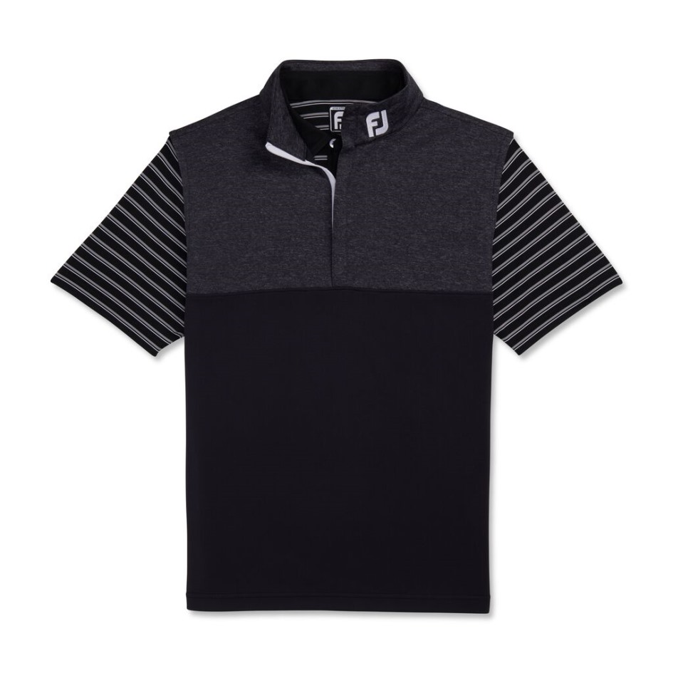Schwarz Footjoy Switzerland Heather Yoke Weste Mit Halbem Reißverschluss - Fj Tour-kragen