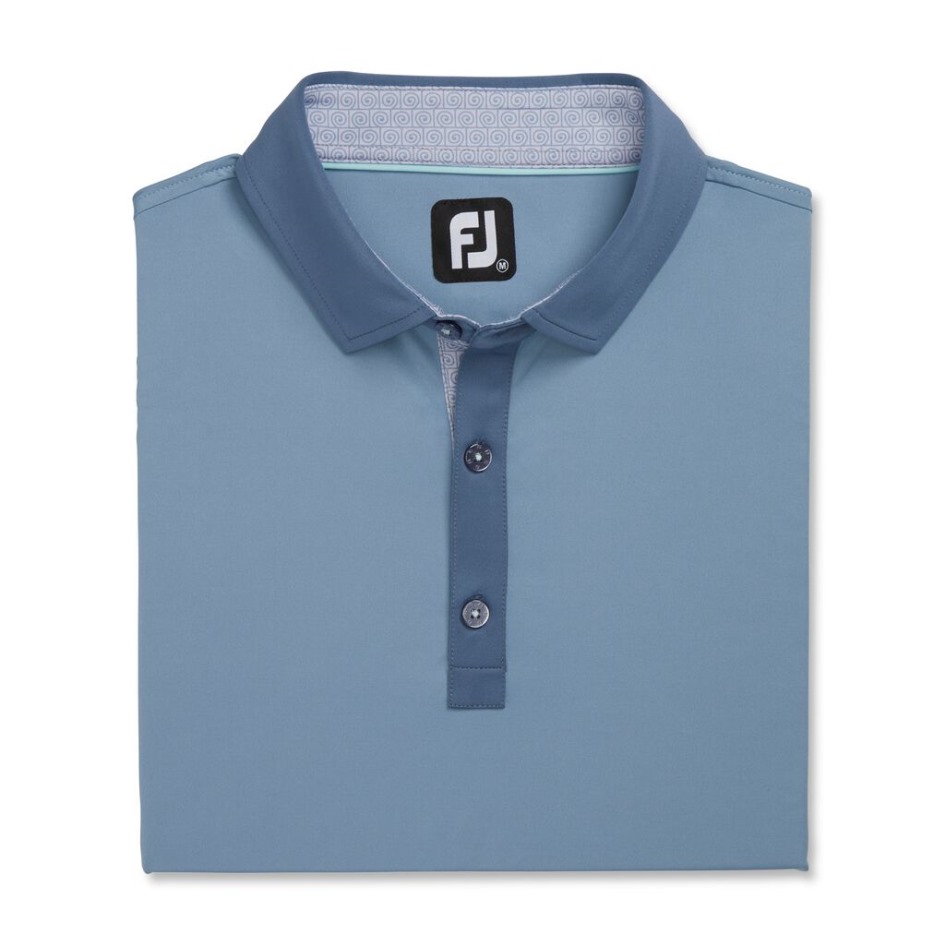 Denim Footjoy Switzerland Einfarbiger Spiraldruckbesatz Lisle Selbstkragen