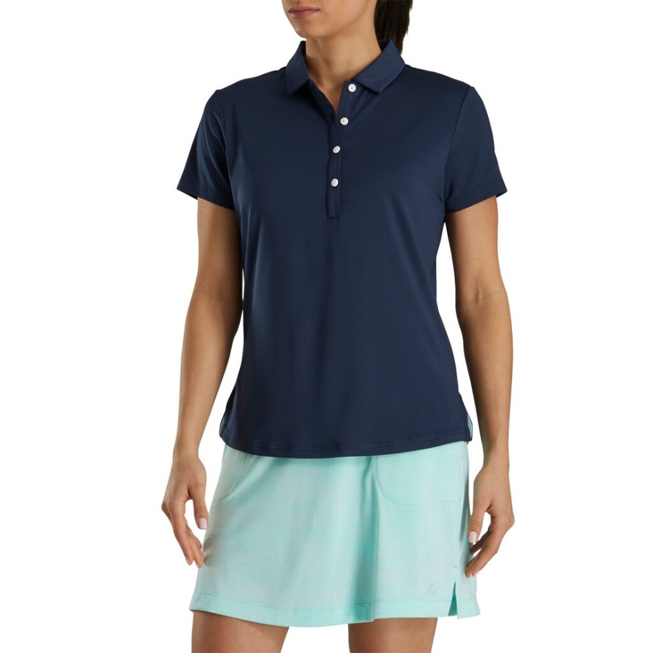 Solid Lisle Selbstkragen Damen Footjoy Switzerland Navy