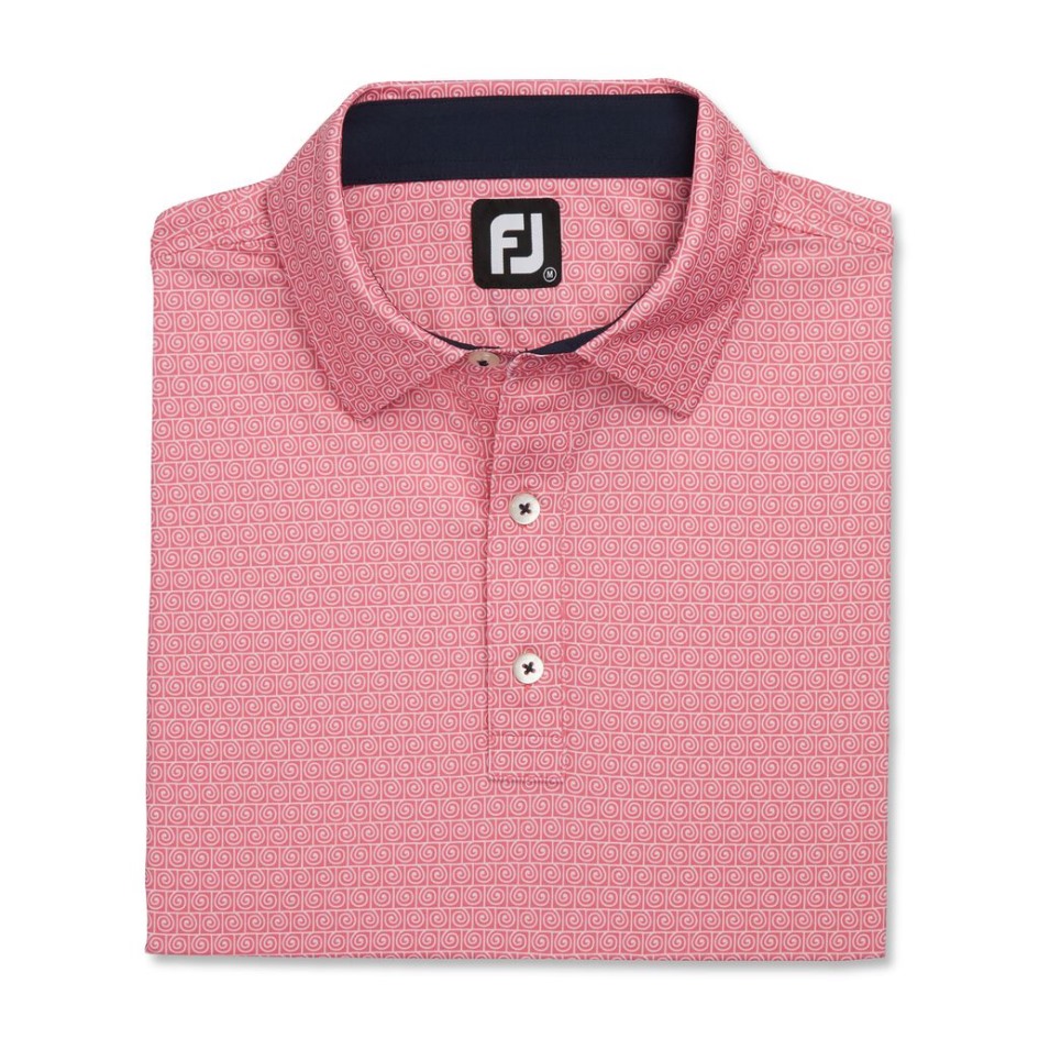 Spiral Line Print Lisle Selbstkragen Footjoy Switzerland Watermelon-white