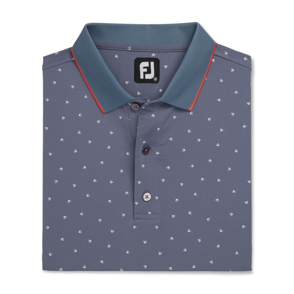 Footjoy Switzerland Push Play Print Lisle Strickkragen Graphit-weiß