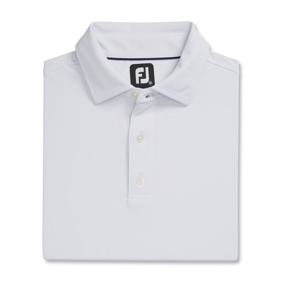 Performance-Stretch-Piqué, Einfarbig, Selbstkragend, Weiß Footjoy Switzerland