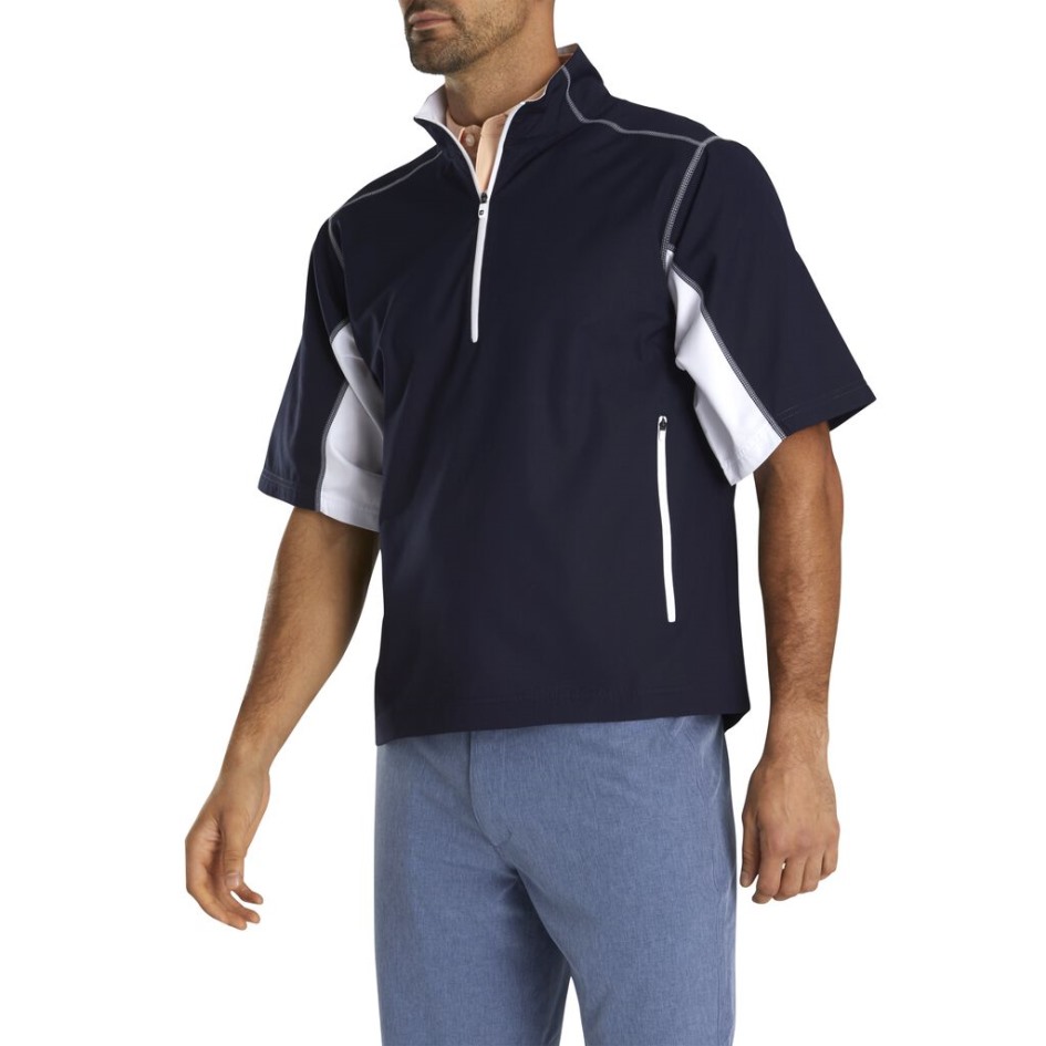 Footjoy Switzerland Marine-weißes Kurzarm-Sport-Windshirt