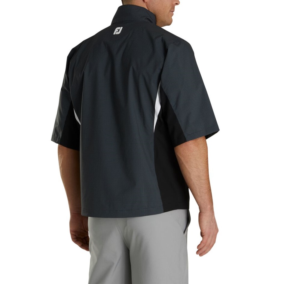 Anthrazit-schwarzer Hahnentritt Footjoy Switzerland Hydrolite Kurzarm-regenshirt