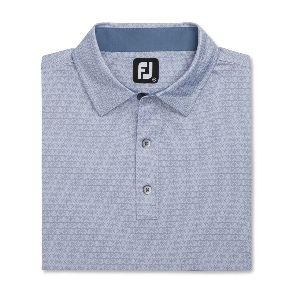 Dusty Purple-denim Footjoy Switzerland Spiral Line Print Lisle Selbstkragen