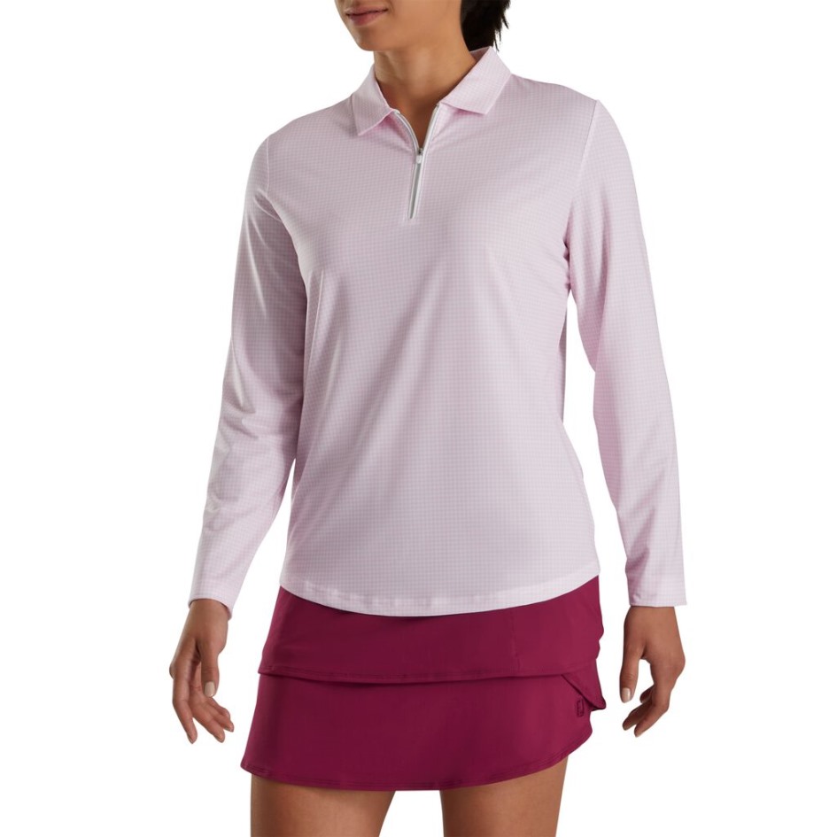 Sonnenschutzshirt Damen Footjoy Switzerland Rosa Hahnentrittmuster