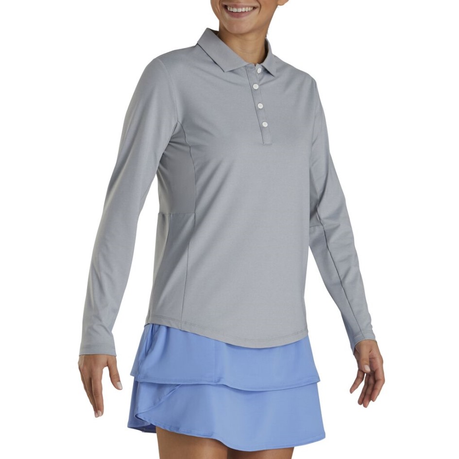 Langarm-Sonnenschutzshirt Damen Grau Meliert Footjoy Switzerland