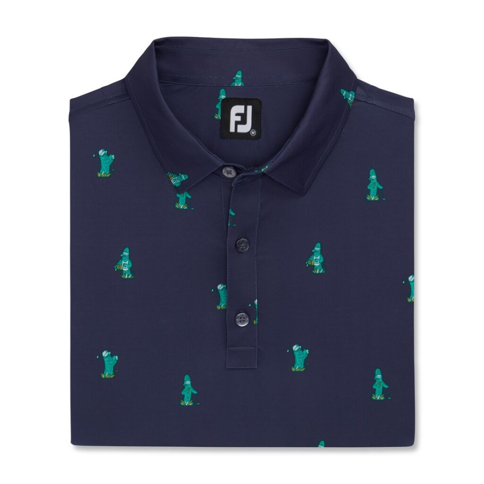 Kaktus-print Lisle Selbstkragen Navy Footjoy Schweiz