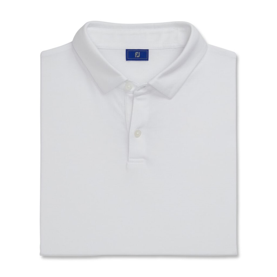 Athletische Passform, Einfarbiger Jersey, Selbstkragend, Weiß Footjoy Switzerland