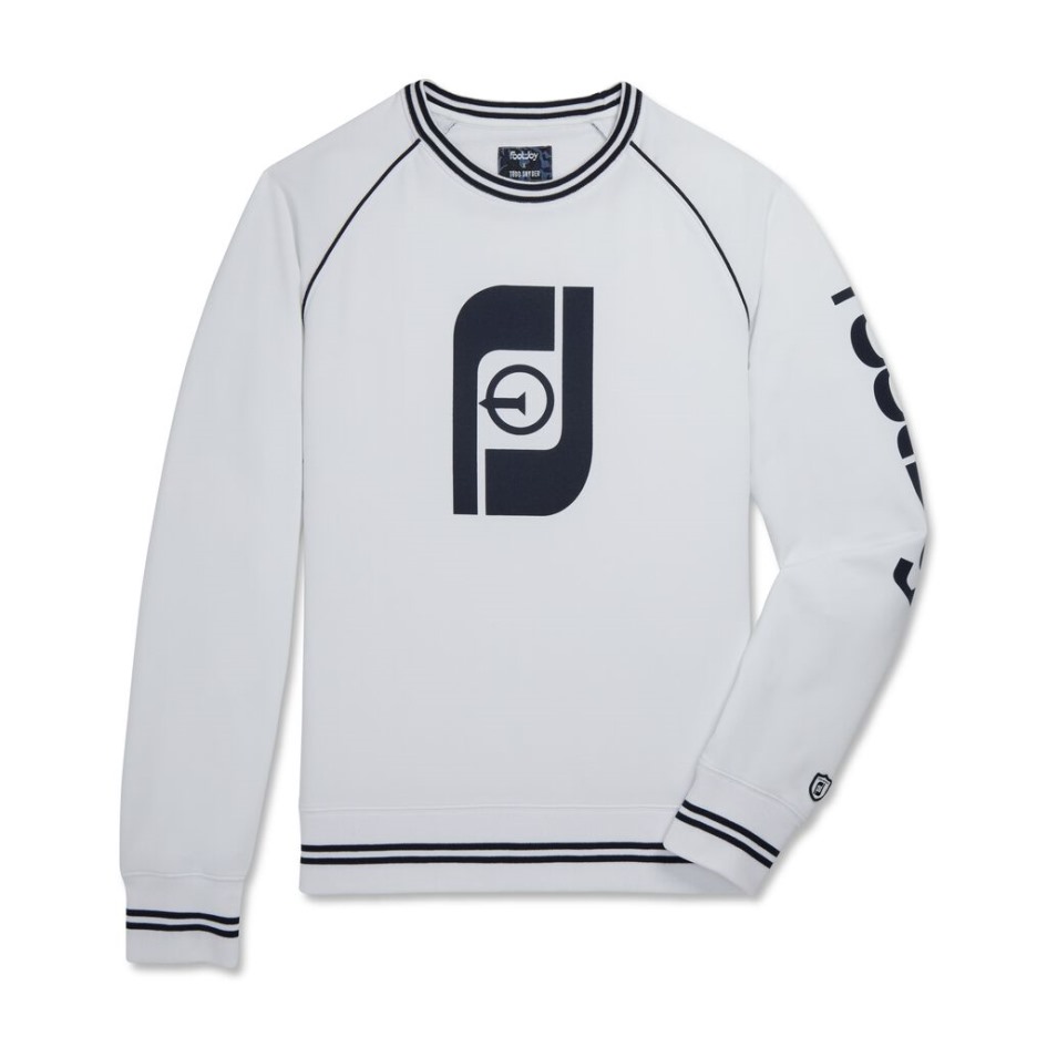 White Footjoy Switzerland French Terry Raglan-Rundhalsausschnitt