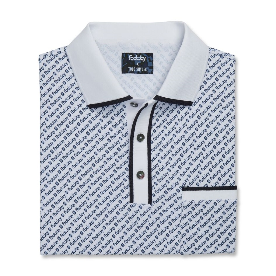 White Footjoy Switzerland Pique Fj Print Polo