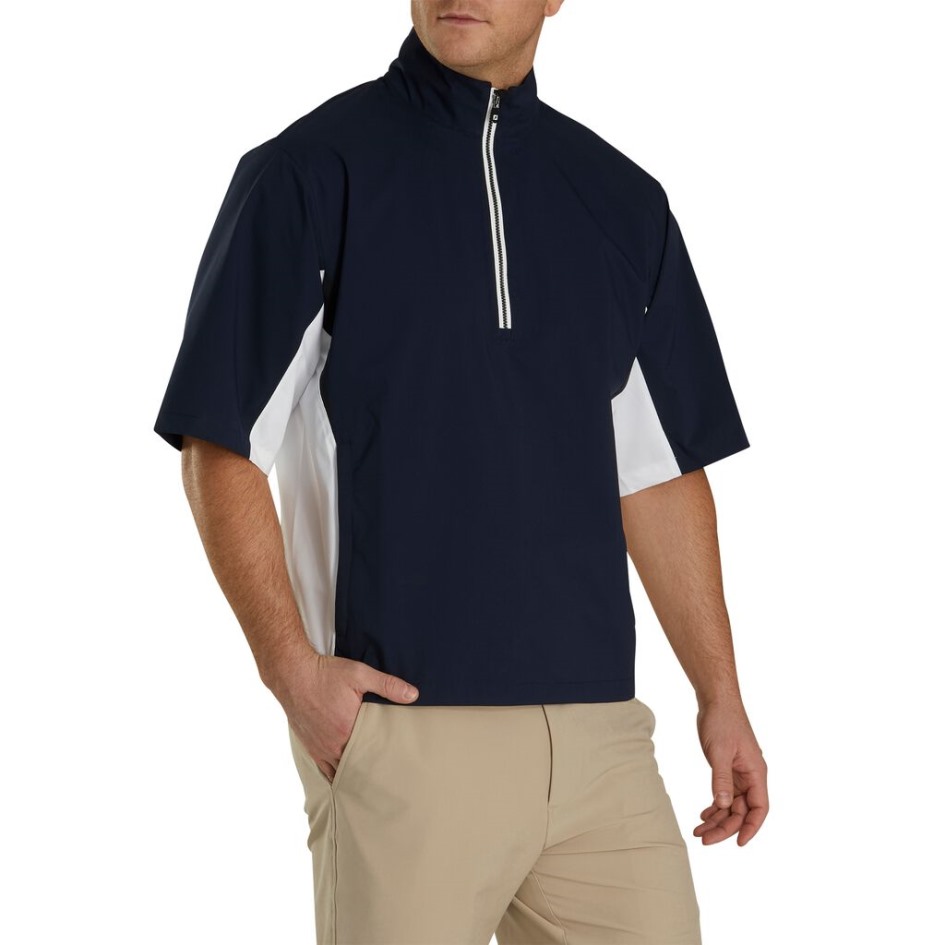 Marine-weiß-schwarzes Hydrolite Kurzarm-Regenshirt Footjoy Switzerland