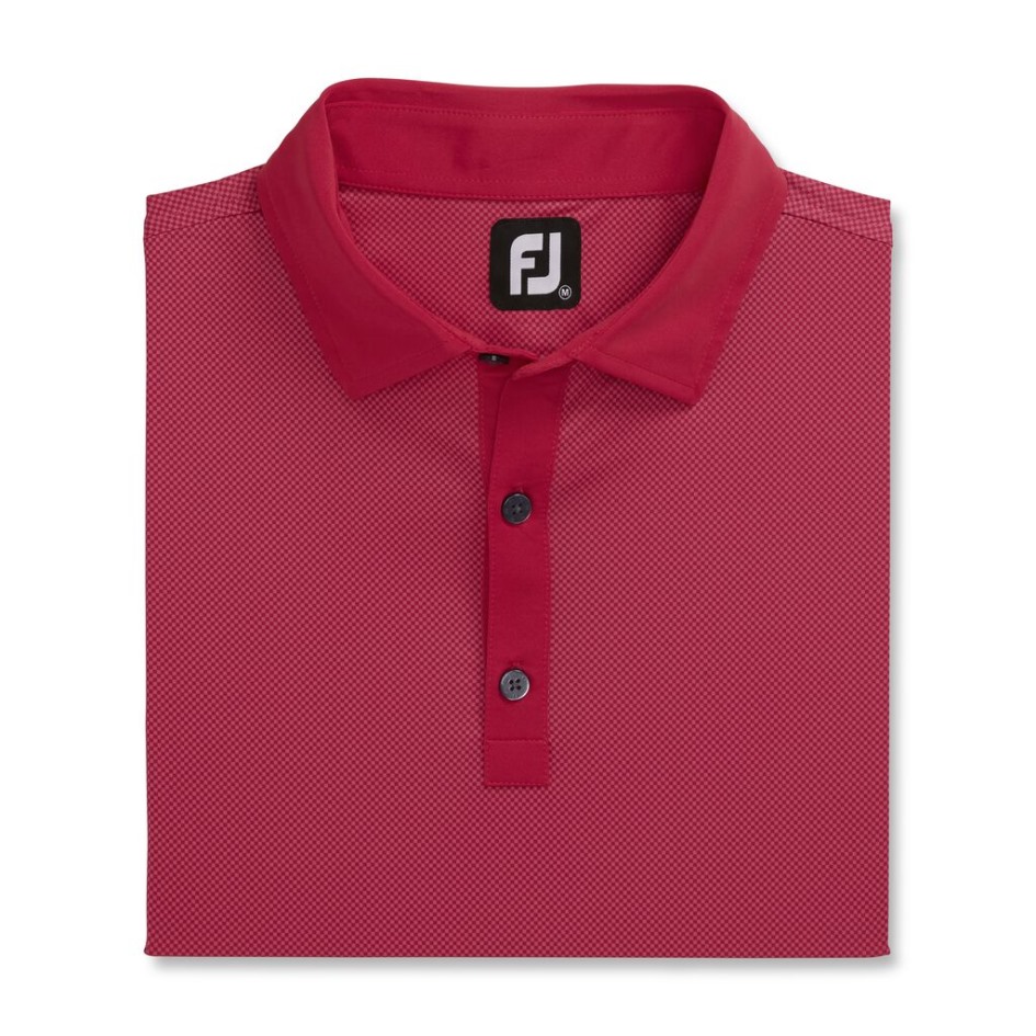 Stretch Lisle Mini Karo Print Footjoy Switzerland Ruby-pink